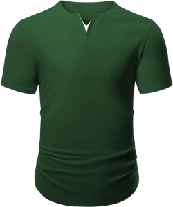 Mens Henley Shirts Short Sleeve Summer Casual V Neck Cotton Tee Shirts Small Blackish Green