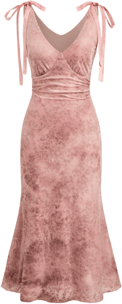 Mesh V-neck Floral Ruched Midi Dress