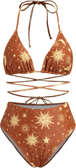 Star & Moon Knotted Shaping Bikini Swimsuit