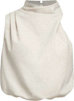 Linen-blend High Neck Asymmetrical Tank Top