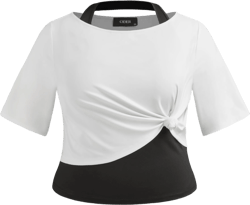 Halter Solid Top & Solid Middle Sleeve Tee Curve & Plus