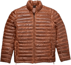Mens Brown Leather puffer Jacket, Lambskin Leather Jacket, Brown Leather Puffer Jacket for Men Medium Distressed Brown