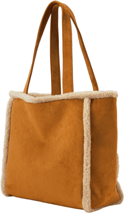 FUR-LOOK TRIM SUEDE TOTE BAG