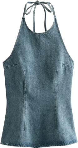 Obenie Womens Sexy Denim Vest Mock Neck Y2k Crop Tops Sleeveless Side Buckle Jean Vest Blue Small