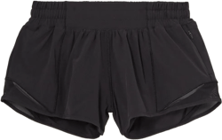 lululemon Women's Black Hotty Hot Low-Rise Mesh-Paneled Stretch Recycled-Swift Shorts