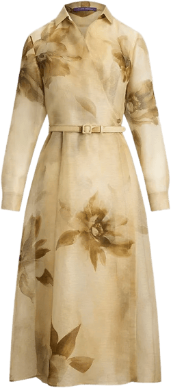 Ralph Lauren Women's Metallic Aniyah Floral Silk Gauze Day Dress