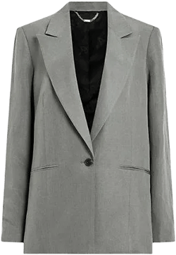 AllSaints Women's Gray Averie Relaxed-Fit Lyocell And Linen-Blend Blazer