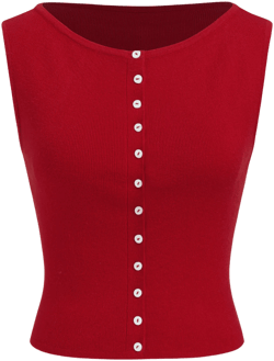 Knit Boat Neck Button Through Crop Vest