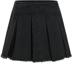 Denim Solid Pleated Mini Skirt