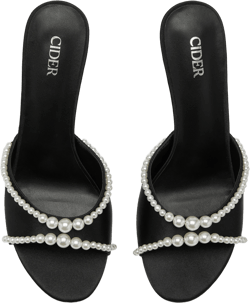 FAUX PEARL SATIN HEELS