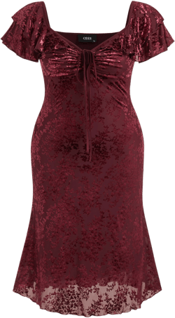 Velvet Sweetheart Floral Drawstring Midi Dress Curve & Plus