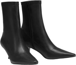 POINTED TOE FAUX LEATHER ANKLE BOOTS