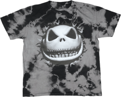 Nightmare Before Christmas T Shirt Mens Jack And Bats Front And Back Print Tie Dye Adult Graphic Tee (XX-Large) Multicolured