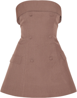 Mushroom Bandeau Foldover Detail Mini Dress