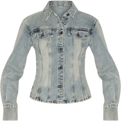 Vintage Long Sleeve Cinch Waist Denim Jacket