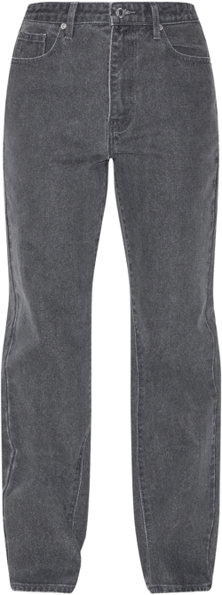 Grey High Waist Straight Leg Jeans