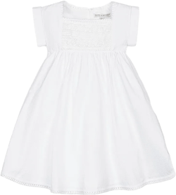 Hope & Henry Girls' Organic Sleeveless Crochet Detail Empire Waist Seersucker Dress, White Seersucker, 10