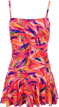 VENUS Womens Venice Skirted Swim Dress  -  14, Tropical Jungle