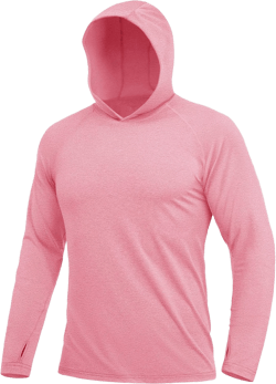MAGCOMSEN Men's UPF 50+ Sun Protection Hoodie Lightweight Long Sleeve Rash Guard Shirts Fishing Swim Athletic Workout Pink Medium