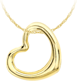 CARISSIMA Women's 9 ct Yellow Gold 12 x 14 mm Heart Slider Pendant on 9 ct Yellow Gold 0.9 mm Diamond Cut Twist Curb Chain Necklace of Length 46 cm/18 Inch