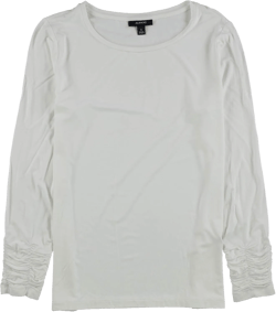 Alfani Womens Ruched Sleeve Pullover Blouse, White, Large