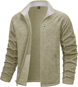 TACVASEN Men's Fleece Jackets Full Zip Up Lightweight Jacket Casual Stylish with Pockets for Outdoor Office Light Yellow X-Large