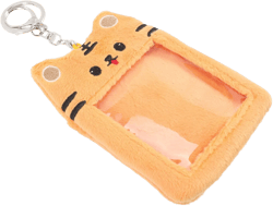 LIFKOME Plush Cartoon Photo Card Holder Keychain Cute Protective Case for Cards for Photography and Fans Lightweight and Stylish Design Tiger Theme