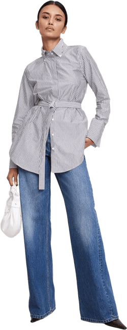 Cotton Poplin Belted Tunic Shirt