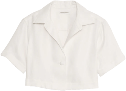 Oversized Linen Cropped Resort Shirt