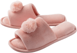 Roxoni Women’s Lovely Velvet Pom-pom Open Toe House Slides – Pink Medium