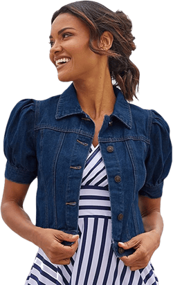 LASCANA Women's Puff Sleeve Denim Jacket Dark Washed 4
