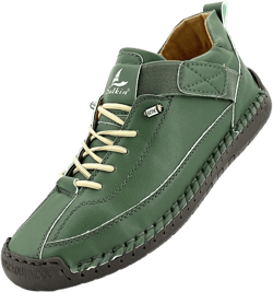 Amazon.com | Women's Comfort Walking Shoes, Handstitched Leather Ankle Boots, Green Slip-On Outdoor Flats | Shoes