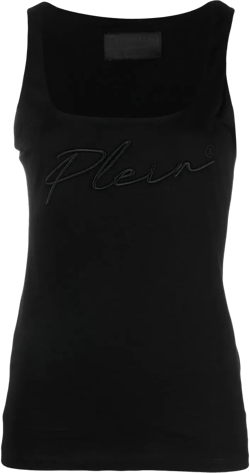 logo-embroidered tank top