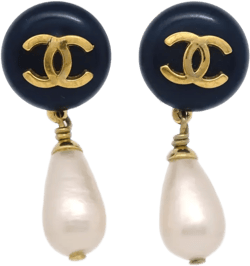1992 CC faux-pearl clip-on earrings