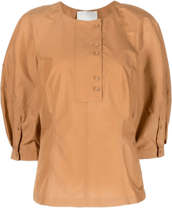 puff-sleeves poplin blouse 