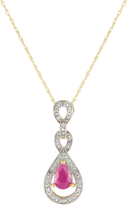 14kt yellow gold diamond and ruby pendant necklace