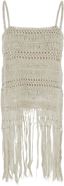 semi-sheer fringed top 