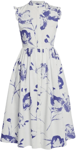 floral-print ruffled-sleeve dress