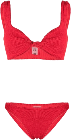 Twist-detail crinkle bikini set