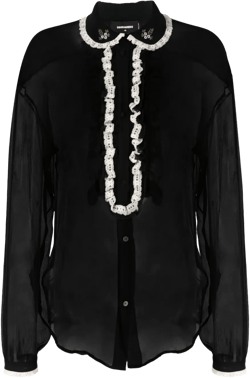 ruffled sheer silk blouse