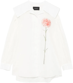 carnation-print sailor-collar shirt