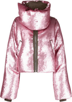sequin-embellished wool puffer jacket