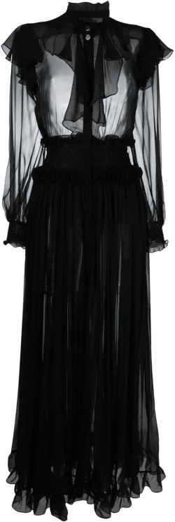 ruffled silk organza maxi dress