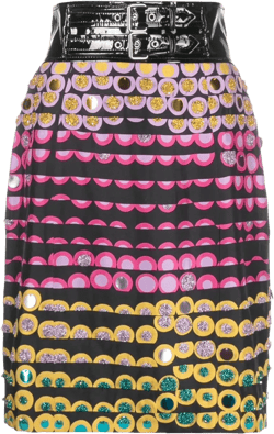 polka dot-print belted pencil skirt
