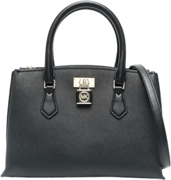 padlock-detail leather tote bag