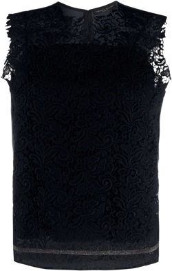 lace-panel sleeveless top