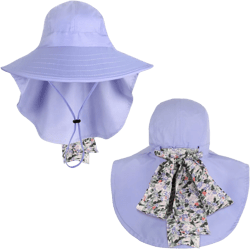 Tirrinia Women's Wide Brim Sun Hat with Floral Scarf, Foldable UV 50+ Protection Sun Cap for Outdoor Garden Beach Hiking Travel, Purple