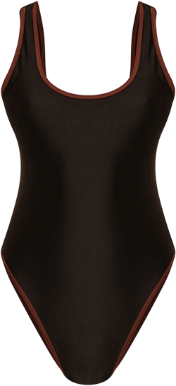 Black Contrast Binding Scoop Back Swimsuit