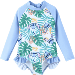 Disney Princess Frozen Elsa Minnie Stitch One Piece Swimsuit Rashguard Bathing Suit UPF 50+Toddler Girl Long Sleeve Swimwear: Clothing, Shoes & Jewelry