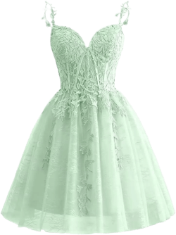 Spaghetti Strap Lace Homecoming Dresses for Teens Tulle Flowy Short Prom Cocktail Party Dress 2024 : Clothing, Shoes & Jewelry